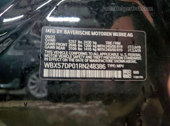 WBX57DP01RN248386 2024 BMW X3 Black სალონის 360-გრადუსიანი ხედი