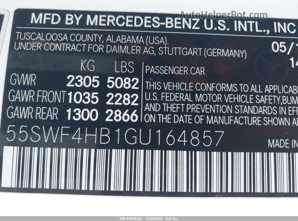 55SWF4HB1GU164857 2016 MERCEDES-BENZ C 350E Белый Вид подкапотного пространства