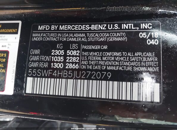 55SWF4HB5JU272079 2018 MERCEDES-BENZ C 350E Черный Вид подкапотного пространства