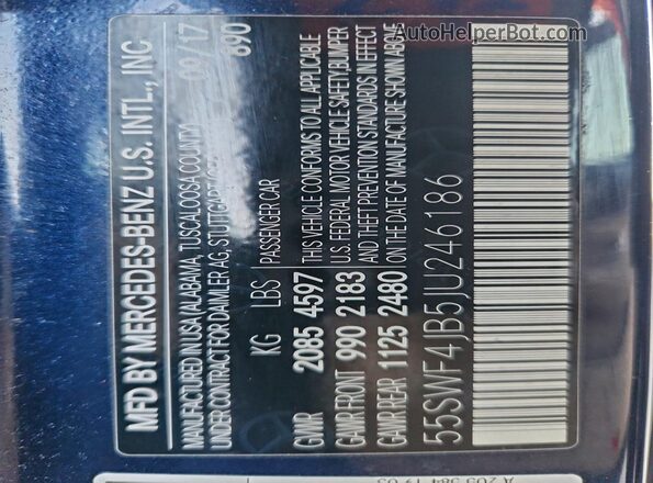 55SWF4JB5JU246186 2018 MERCEDES-BENZ C Blue 