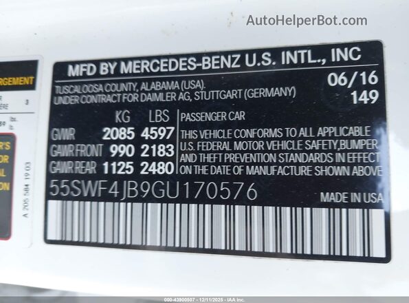 55SWF4JB9GU170576 2016 MERCEDES-BENZ C-CLASS White Շարժիչի բաժամունքի տեսք