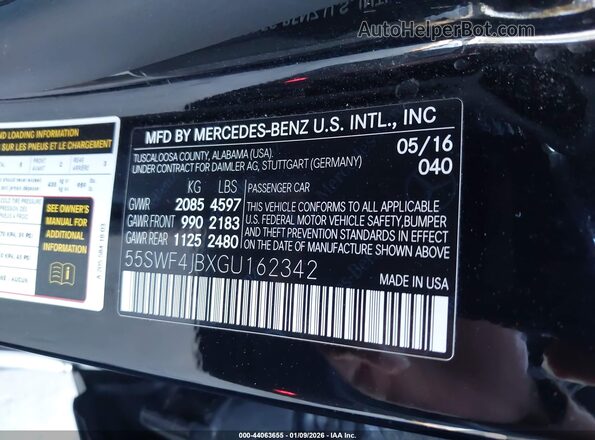 55SWF4JBXGU162342 2016 MERCEDES-BENZ C-CLASS Black Շարժիչի բաժամունքի տեսք