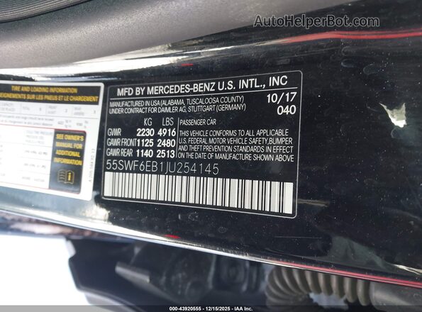 55SWF6EB1JU254145 2018 MERCEDES-BENZ AMG C 43 Black Շարժիչի բաժամունքի տեսք
