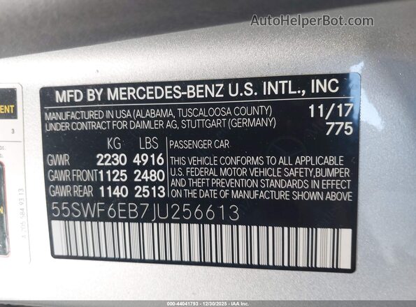 55SWF6EB7JU256613 2018 MERCEDES-BENZ AMG C 43 Silver Engine compartment view
