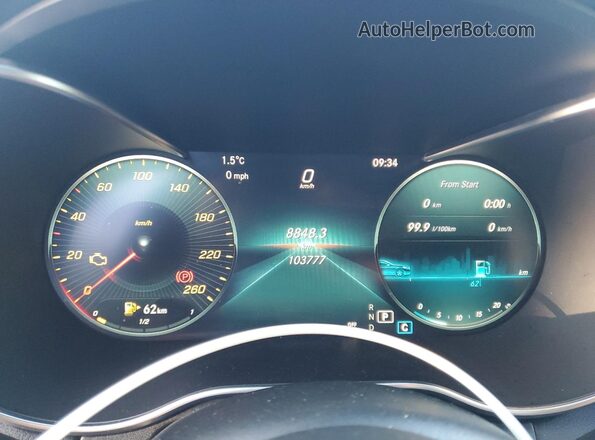 55SWF8EB1KU300876 2019 MERCEDES-BENZ C Blue ხელსაწყოთა პანელის ხედი