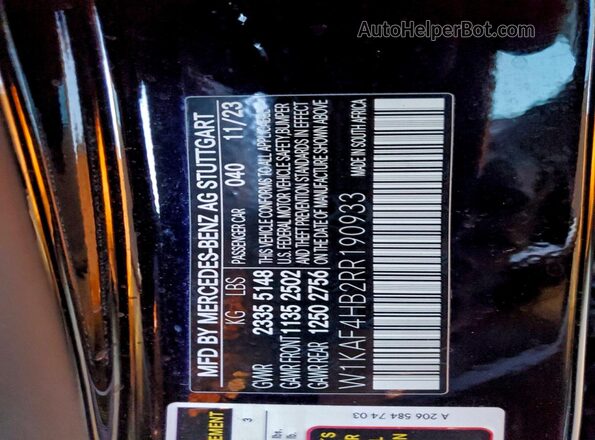 W1KAF4HB2RR190933 2024 MERCEDES-BENZ C Black VIN sticker view