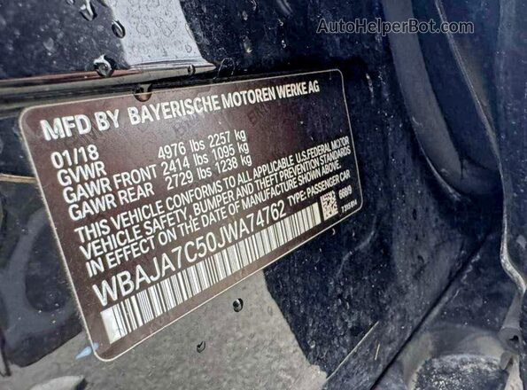 WBAJA7C50JWA74762 2018 BMW 7 SERIES Black 