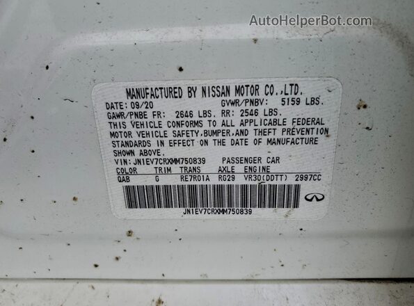 JN1EV7CRXMM750839 2021 INFINITI Q50 White 