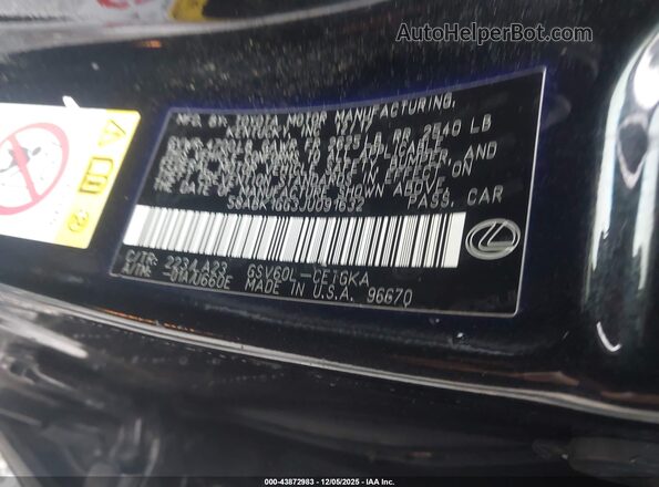 58ABK1GG3JU091632 2018 LEXUS ES 350 Black Widok komory silnika