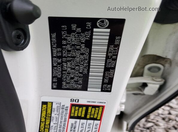 58AEZ1B14LU054507 2020 LEXUS ES White Շարժիչի բաժամունքի տեսք