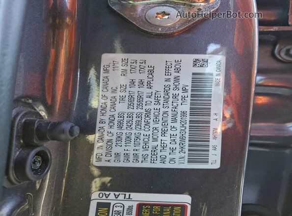 2HKRW6H3XJH201996 2018 HONDA CRV Gray 