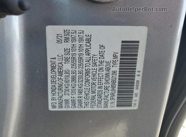 5FNRL6H85NB021396 2022 HONDA ODYSSEY Silver Панорамний вид салону 360°