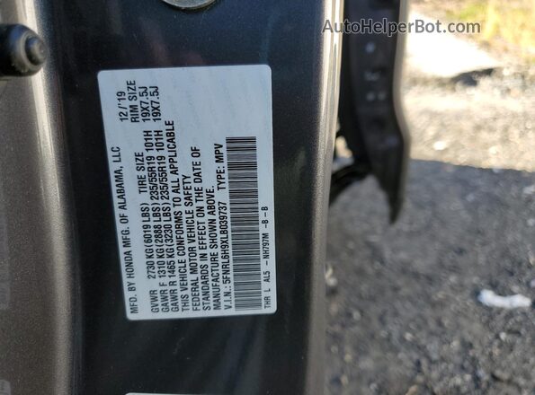 5FNRL6H9XLB039737 2020 HONDA ODYSSEY Gray VIN კოდის სტიკერის ხედი
