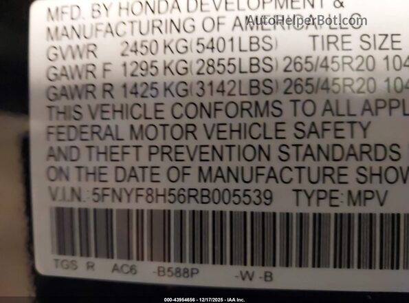 5FNYF8H56RB005539 2024 HONDA PASSPORT Blue Widok komory silnika