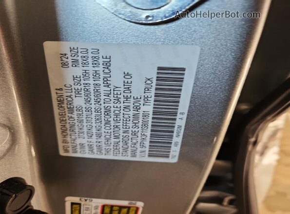 5FPYK3F11SB001801 2025 HONDA RIDGELINE Silver 