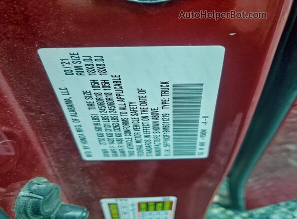 5FPYK3F19MB011219 2021 HONDA RIDGELINE Красный Вид подкапотного пространства