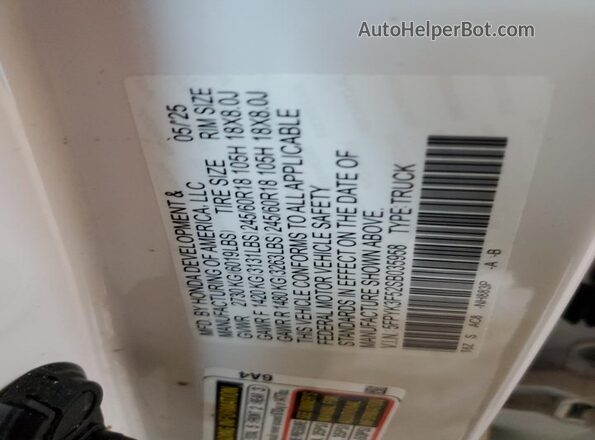 5FPYK3F52SB035958 2025 HONDA RIDGELINE White Շարժիչի բաժամունքի տեսք