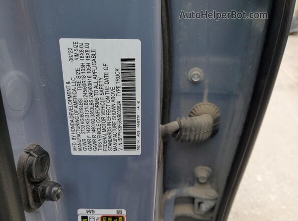 5FPYK3F58NB030624 2022 HONDA RIDGELINE Blue ძრავის განყოფილების ხედი