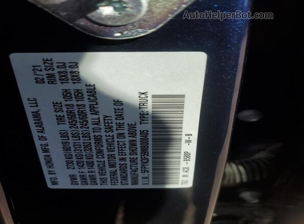 5FPYK3F59MB008405 2021 HONDA RIDGELINE Blue Widok naklejki z numerem VIN