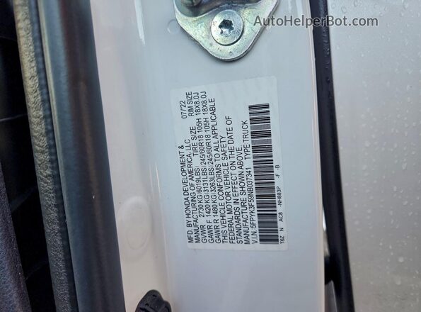 5FPYK3F59NB037341 2022 HONDA RIDGELINE White Вид підкапотного простору