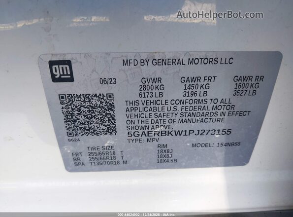 5GAERBKW1PJ273155 2023 BUICK ENCLAVE White Engine compartment view