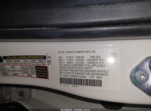 5J8TC1H56ML012654 2021 ACURA RDX Белый 