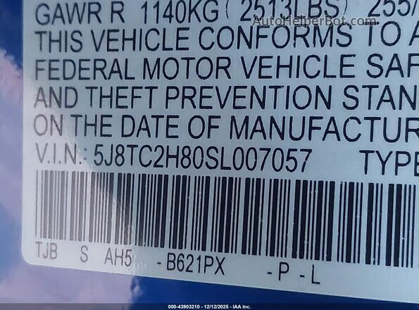 5J8TC2H80SL007057 2025 ACURA RDX Blue ძრავის განყოფილების ხედი