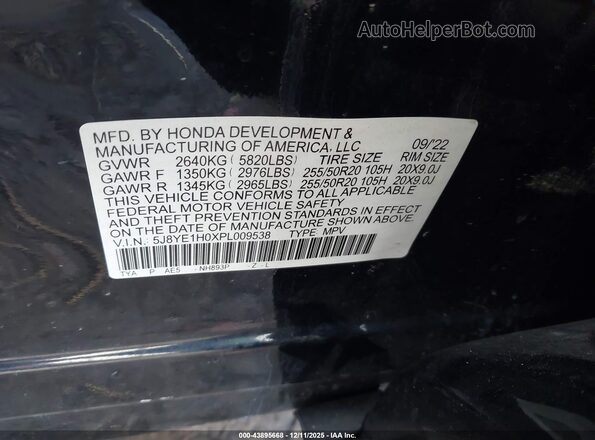 5J8YE1H0XPL009538 2023 ACURA MDX Black 