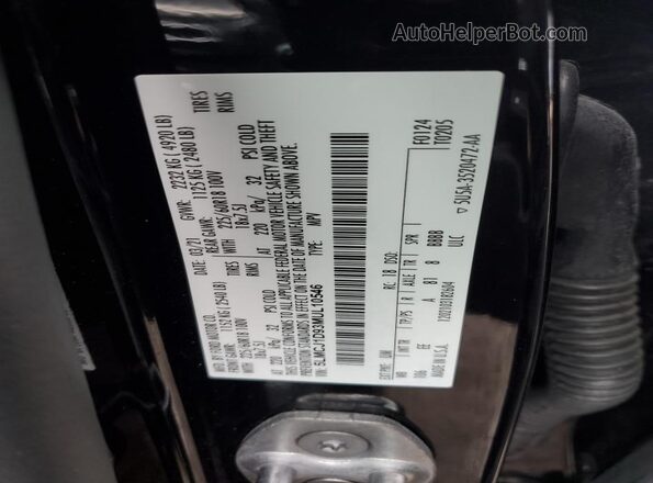 5LMCJ1D93MUL10546 2021 LINCOLN CORSAIR Black Вид наклейки з VIN-кодом