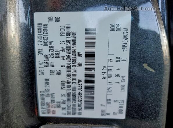 5LMCJ2C98HUL35701 2017 LINCOLN MKC Gray Widok naklejki z numerem VIN