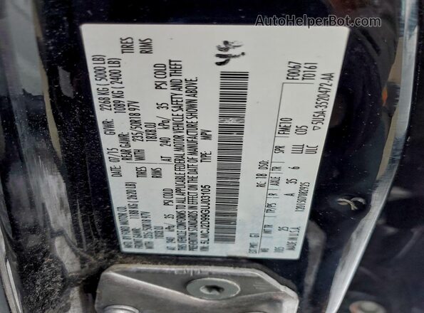 5LMCJ2D99GUJ03105 2016 LINCOLN MKC Черный Вид наклейки с VIN-кодом