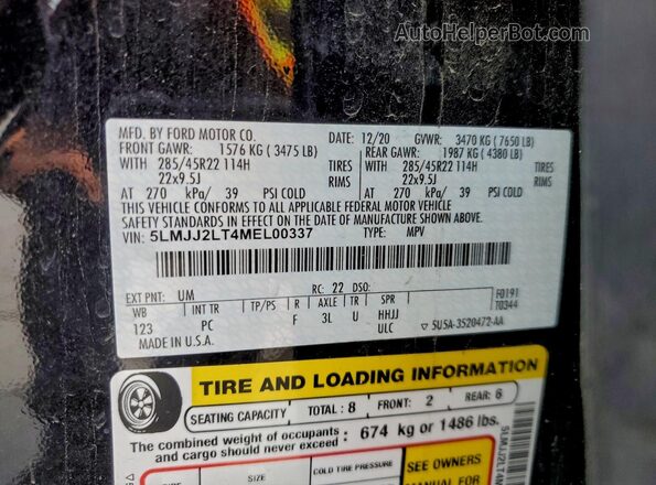 5LMJJ2LT4MEL00337 2021 LINCOLN NAVIGATOR Черный 