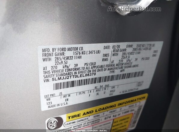 5LMJJ2TT0LEL08370 2020 LINCOLN NAVIGATOR Silver Engine compartment view