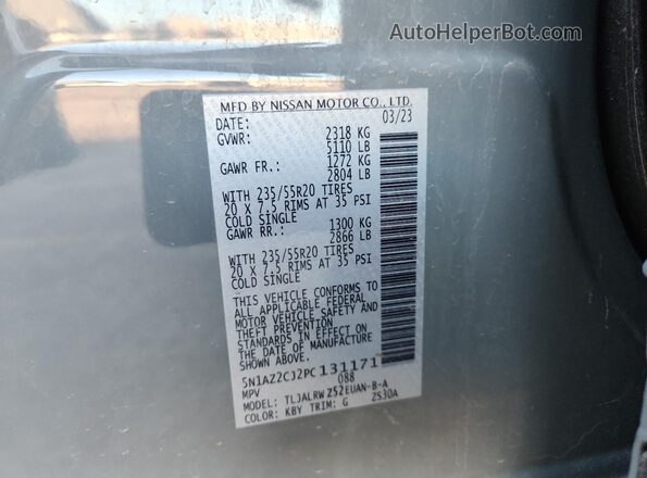 5N1AZ2CJ2PC131171 2023 NISSAN MURANO Silver Widok naklejki z numerem VIN