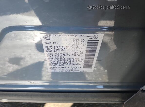 5N1AZ2CS0PC116760 2023 NISSAN MURANO Gray Вид наклейки з VIN-кодом