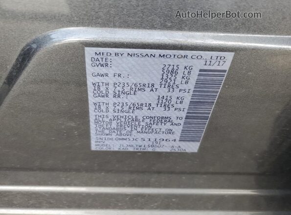 5N1DL0MM5JC511964 2018 INFINITI QX60 Gray 