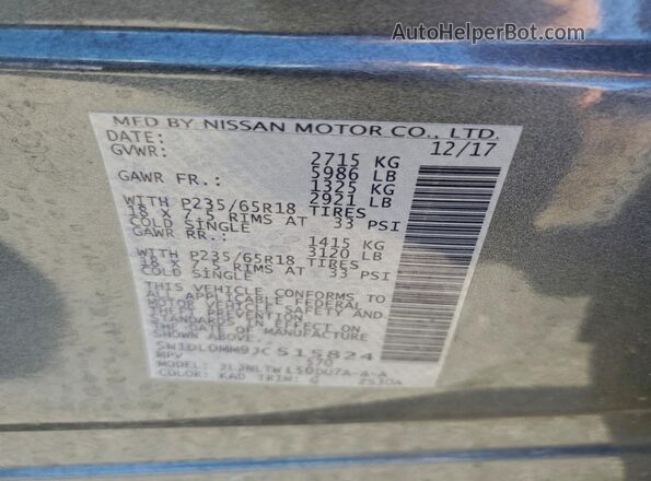 5N1DL0MM9JC515824 2018 INFINITI QX60 Gray 
