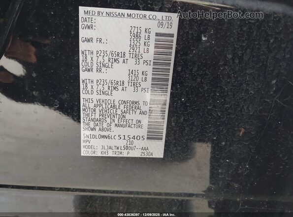 5N1DL0MN6LC515405 2020 INFINITI QX60 Black Widok komory silnika