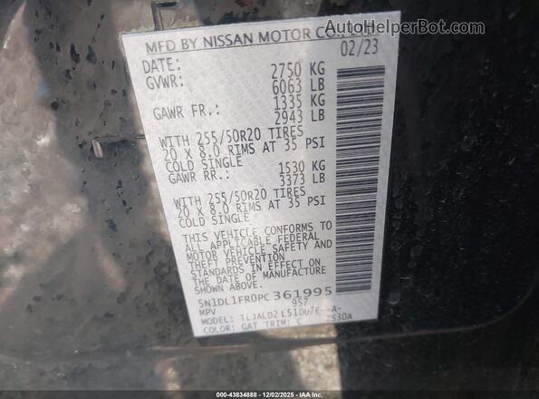 5N1DL1FR0PC361995 2023 INFINITI QX60 Black Widok komory silnika