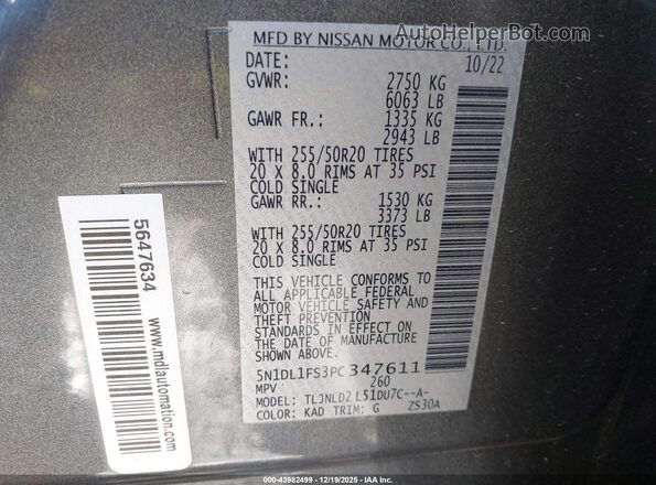 5N1DL1FS3PC347611 2023 INFINITI QX60 Gray Widok komory silnika