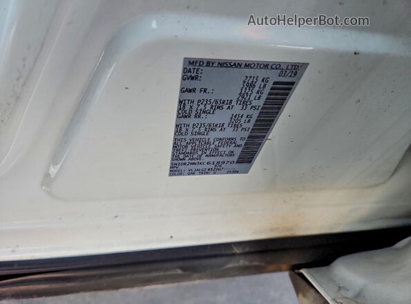 5N1DR2MN3KC618970 2019 NISSAN PATHFINDER Белый Вид наклейки с VIN-кодом