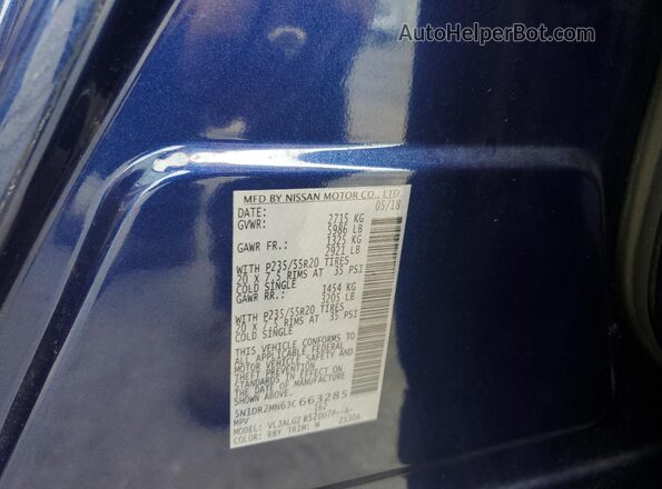 5N1DR2MN6JC663285 2018 NISSAN PATHFINDER Blue 