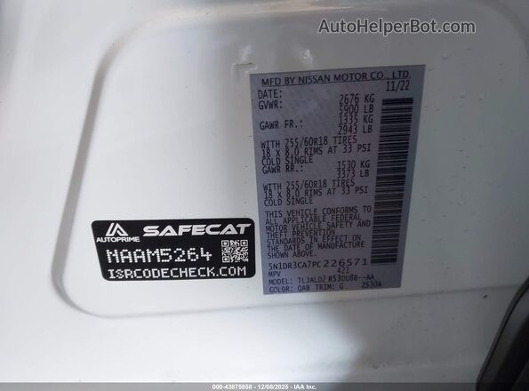 5N1DR3CA7PC226571 2023 NISSAN PATHFINDER White Widok komory silnika