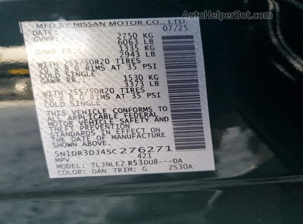 5N1DR3DJ4SC276271 2025 NISSAN PATHFINDER Green სალონის 360-გრადუსიანი ხედი