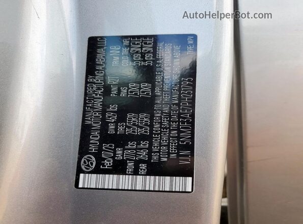 5NMJF3AE7PH231793 2023 HYUNDAI TUCSON Silver სალონის 360-გრადუსიანი ხედი