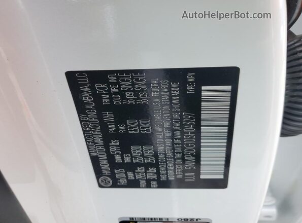 5NMP3DG10SH043297 2025 HYUNDAI SANTA White Вид наклейки з VIN-кодом