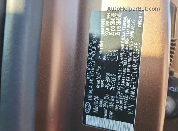 5NMP3DGL4RH023968 2024 HYUNDAI SANTA Brown Սալոնի 360 աստիճան տեսք