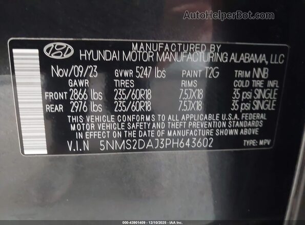 5NMS2DAJ3PH643602 2023 HYUNDAI SANTA FE Gray Engine compartment view