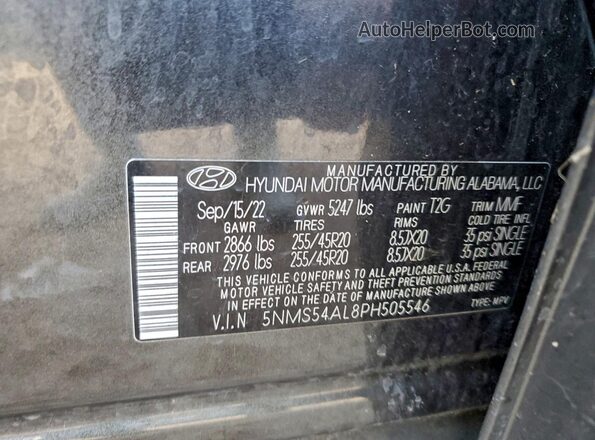 5NMS54AL8PH505546 2023 HYUNDAI SANTA FE CALLIGRAPHY Gray Панорамний вид салону 360°