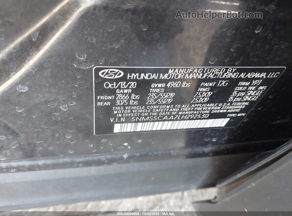 5NMS5CAA7LH292530 2020 HYUNDAI SANTA FE Black Vista del compartimento del motor